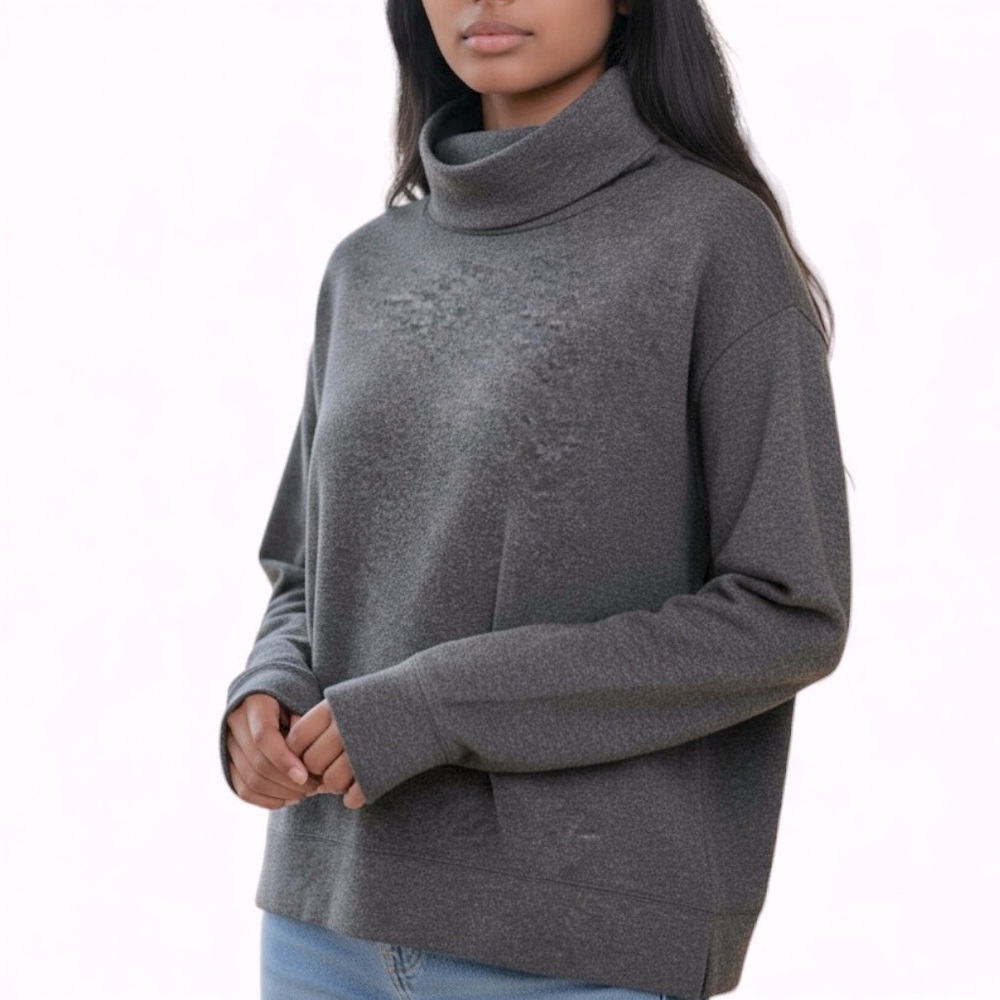 James Perse | Gray Virgin Wool Mockneck Oversized‎ Sweater Small/1 Winter Cozy
